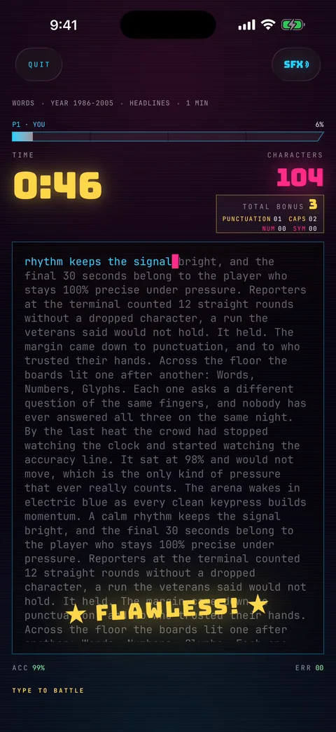 Battle Type gameplay on iPhone