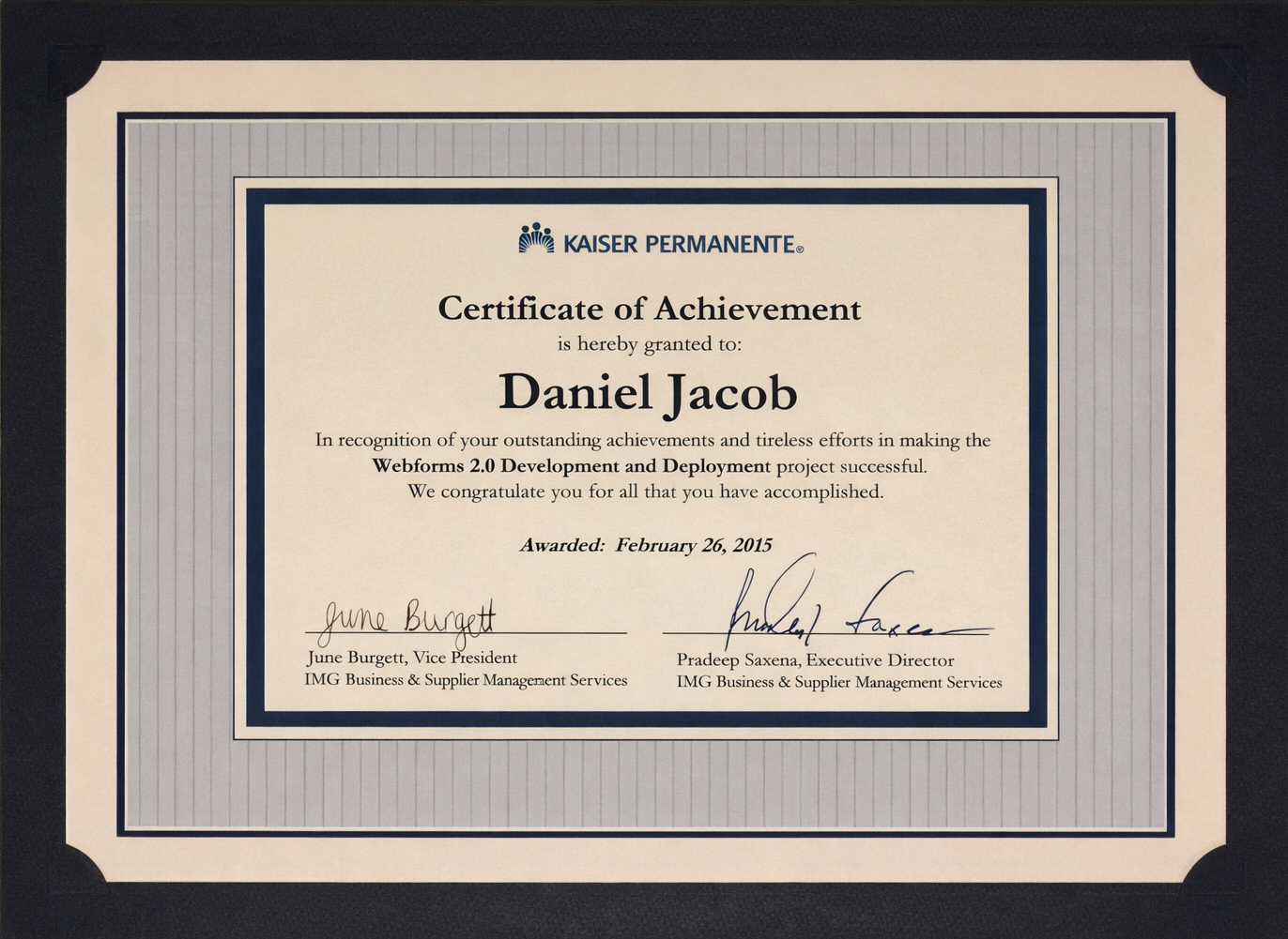 Certificate of Recognition