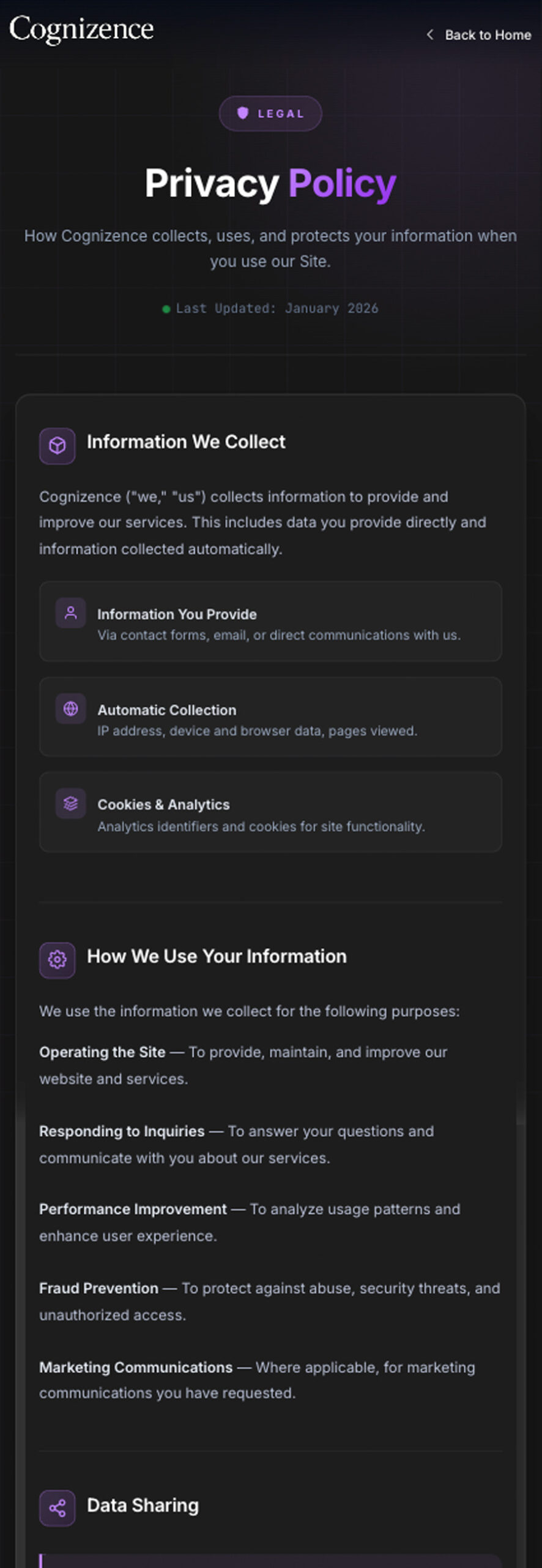 Privacy (Cognizence) mobile
